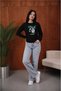 Women's We Out of Saat Graphic Printed Comfortable Fit Crew Neck Black Sweatshirt - 3