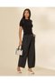 Women Black Striped Wide Leg Trousers - 2