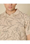 Men Beige Leaf Print Polo T Shirt - 4
