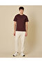 Men Burgundy Plain T-Shirt - 2