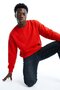 Men's Regular Long Sleeve Red Basic Sweatshirt - 3