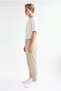 Men's Beige Parachute Fabric Trousers with Elasticated Legs and Zippered Back Pockets - 3