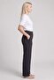 Women's Black Zipper Detail Viscose Trousers - 3