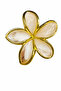 Large Size Hair Clip with Yellow Frame and Transparent White Floral Design