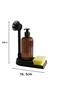 Liquid Soap Dispenser with Sponge Silicone Dish Brush and Stand - Detergent Dispenser Amber Bottle Soap Dispenser with Stand - 5
