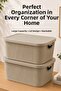 3-Piece Storage Box with Lid - Multi-Purpose Decorative Organizer Closet Organizer Basket 19Lt Beige - 6