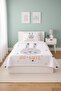 Cute Young Pique Set with Rabbit Stars - Minimal Animal Themed Nordic Gray Decorative Bedspread - 3