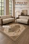 3-Piece Set: 2 Pieces of 165X215 cm Sofa Cover + 1 Piece of 4m2 160X230 cm Non-Slip Base Digital Printed Carpet