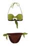 Brown Khaki Color Block Strapless Covered Reversible Bikini Set Tbess26Bt00165 - 5