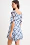 Blue Plaid / Checked Mini Chiffon Woven Dress with Skirt and Handkerchief Twoss26El00230 - 4