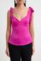 Pembe Kalp Yaka Kolsuz Dokuma Saten Party Bluz TPRSS26BZ00057 - 3