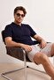 Navy Blue Regular/Normal Cut Special Yarn Premium Basic Knitwear Polo Neck T-Shirt Tmnss26Po00044