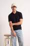 Black Regular/Normal Cut Textured Polo Neck T-Shirt Tmnss26Po00048 - 2