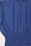 Navy Blue Gingham Crew Neck Balloon Short Sleeve Blouse with Gipeli Waist Tdrss26Bz00096 - 5