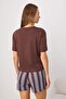 Brown 100% Cotton Striped Knitted Pajamas Set Thmss26Pt00167 - 4