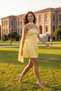Light Yellow Skirt Flounced Scarf Detailed Finike Short / Mini Woven Dress Tprss26El00182 - 2
