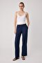 Siyah-Lacivert Düz Straight Normal Bel Boru Paça Scuba Krep Örme Pantolon TWOSS26PL00245 - 2