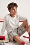 Ecru 100% Cotton Boys' Plain/Basic Crew Neck Knitted School T-Shirt Tkdaw27Ts00010