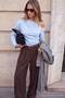 Trendyolmilla Wardrobe Essentials – Mavi Düşük Omuz Poplin Dokuma Bluz | TWOAW27BZ00057 - 3