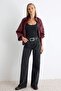 Antrasit Yüksek Bel Wide Leg Geniş Paça %100 Pamuk Non-Stretch Jeans TWOAW24JE00089