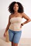 Kahverengi-Bej 2'Li Paket Fitted Crop Esnek Örme Bluz TBBSS26AF00083 - 5