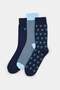 Navy Blue Palm and Striped 3-Pack Socks Tmnaw27Co00024