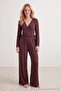 Plum Lace Detailed Double Breasted Viscose Knitted Pajama Set Thmaw27Pt00065 - 4