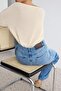 Premium Koyu Mavi %100 Pamuk Yüksek Bel Ekstra Wide Leg Jeans TWOAW27JE00074 - 3