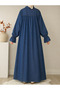 Robal Shirt Collar Wide Pockets Half Placket Buttoned Mevlana Jeans Dress - 6