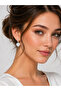 Brass Silver Color Zircon Stone Heart Model Women's Earrings - 2