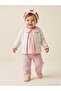 Luxury Textile Baby Collar Cardigan 3-Piece Set 6-18 Months - Powder