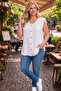 Women's Plus Size Sleeveless Button Detail Aerobin Fabric Blouse - 5