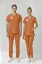 Clinic Support Staff Uniform Stretch Fabric Scrubs Suit Unisex Orange Ocher New Compliant with Regulations