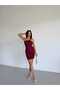 A Quality Ottoman Fabric Mini Dress with Shoulder Buckle - 2