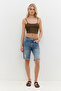 Square Neck Thin Strap Basic Crop Top