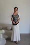 White Lace Detailed V-Neck Design Premium Maxi Dress - 3