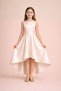 Girl's Evening Dress – Ecru Color Asymmetrical Cut, Graduation & Wedding Dress