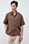 قميص رجالي مريح من الكتان بنسبة 100% باللون البني - 4