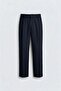Navy Blue Pleated Relaxed Fit Men's Trousers - 7