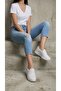 Women's White Mesh Comfortable Mother Shoes with Lace Detail 2.5cm Byndoz02 - 3