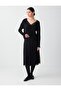 Black Relaxed Fit V-Neck Lace Detailed Knitted Blouse - 2