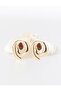 Gold Color Spiral Figured Big Stone Earrings