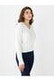 Ecru V-Neck Hair Knit Patterned Knitwear Sweater - 4