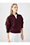 Burgundy V-Neck Long Sleeve Knitwear Sweater - 5