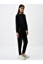 Black Straight Cut Regular Leg High Waist Knitted Trousers - 3