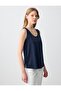 Navy Blue Relaxed Cut U Neck Sleeveless Modal Knitted Tank Top - 3