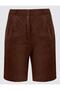 Bitter Brown 100% Linen Straight Cut High Waist Loose Wide Leg Woven Shorts - 8
