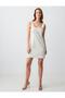 Stone Square Neck Sleeveless Woven Linen Blend Mini Dress - 2