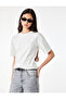 Zipper Detailed Cotton Crew Neck Short Sleeve T-Shirt - 2