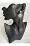Gold Color Blue Dangle Sun Earrings (4.5 cm) - 6